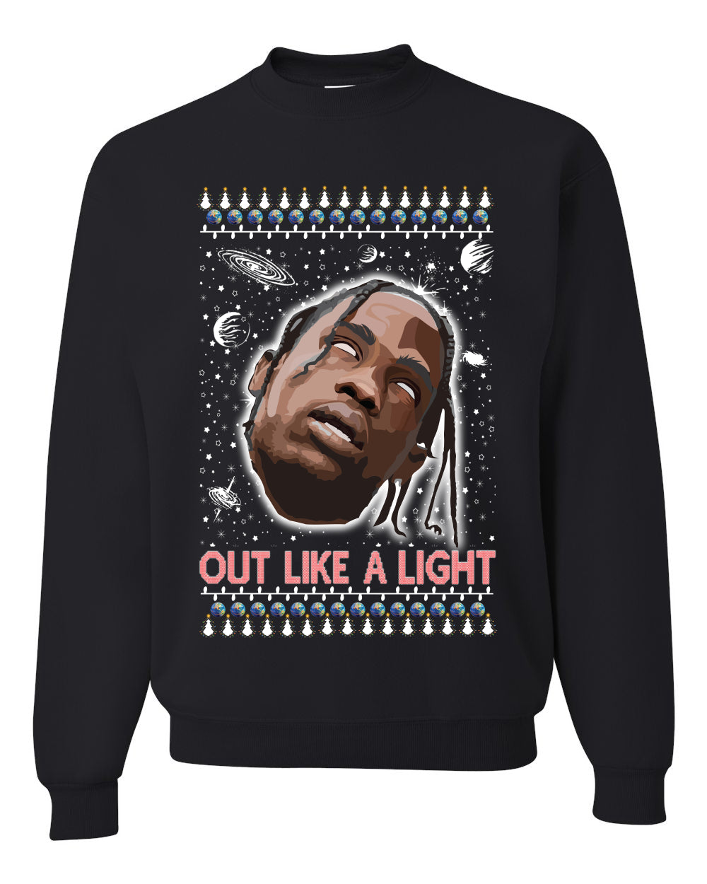 Out Like a Light, Christmas Gifts, Funny Xmas Gift Idea, Ugly Christmas Sweater Unisex Crewneck Sweatshirt