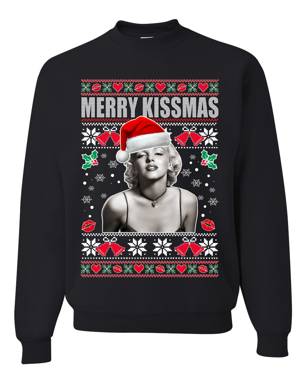 Merry Kissmas Marilyn Monroe, Christmas Gifts, Funny Xmas Gift Idea, Ugly Christmas Sweater Unisex Crewneck Sweatshirt