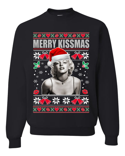 Merry Kissmas Marilyn Monroe, Christmas Gifts, Funny Xmas Gift Idea, Ugly Christmas Sweater Unisex Crewneck Sweatshirt