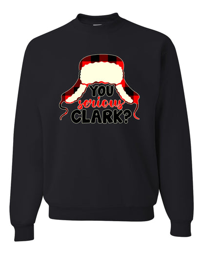 Women's Christmas Top Scoop Long Sleeve, You Serious Clark? Wild Bobby Ugly Christmas Sweater Unisex Crewneck Sweatshirt