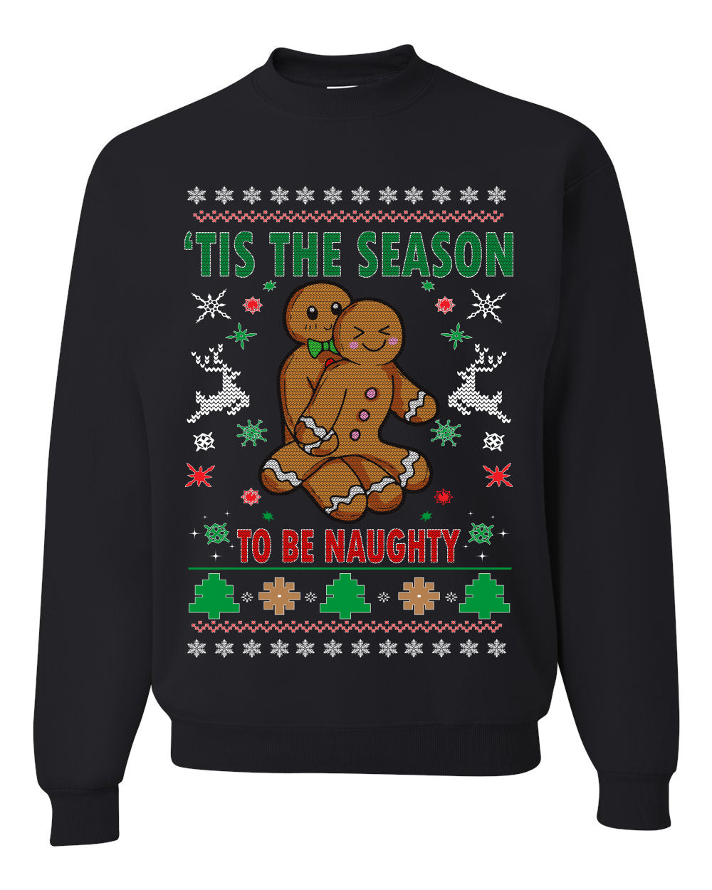 Graphic Ugly Christmas Hoodie Sweater Sweatshirt Tis' The Season To Be Naughty Ugly Christmas Sweater Unisex Crewneck Sweatshirt