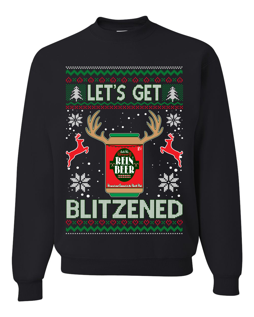 Men's Ugly Sweater for Christmas Holidays Long Sleeve Shirt Wild Bobby Let's Get Blitzened Rein Beer Ugly Christmas Sweater Unisex Crewneck Sweatshirt