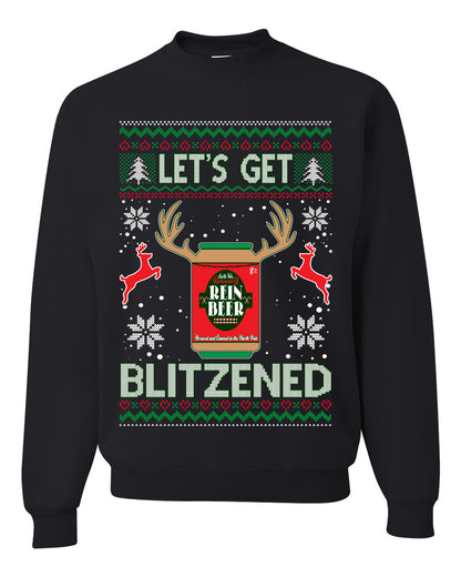 Men's Ugly Sweater for Christmas Holidays Long Sleeve Shirt Wild Bobby Let's Get Blitzened Rein Beer Ugly Christmas Sweater Unisex Crewneck Sweatshirt