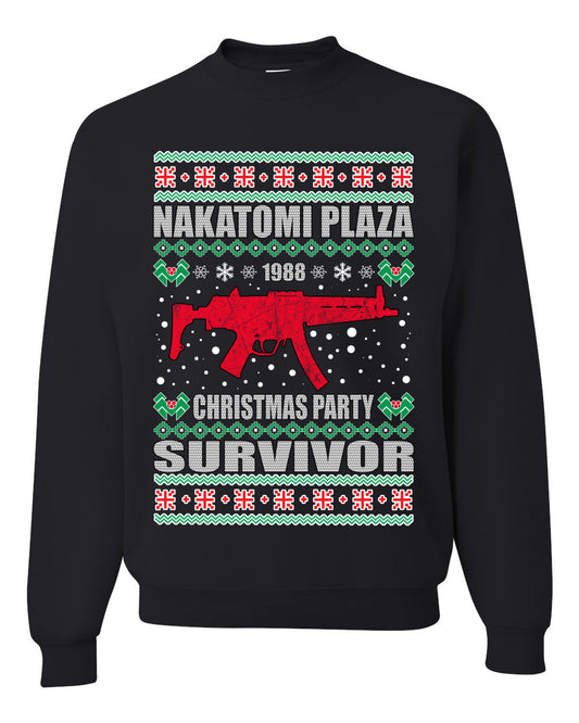 Men's Ugly Long Sleeve Shirt for Christmas Nakatomi Plaza Christmas Party Survivor Ugly Christmas Sweater Unisex Crewneck Sweatshirt