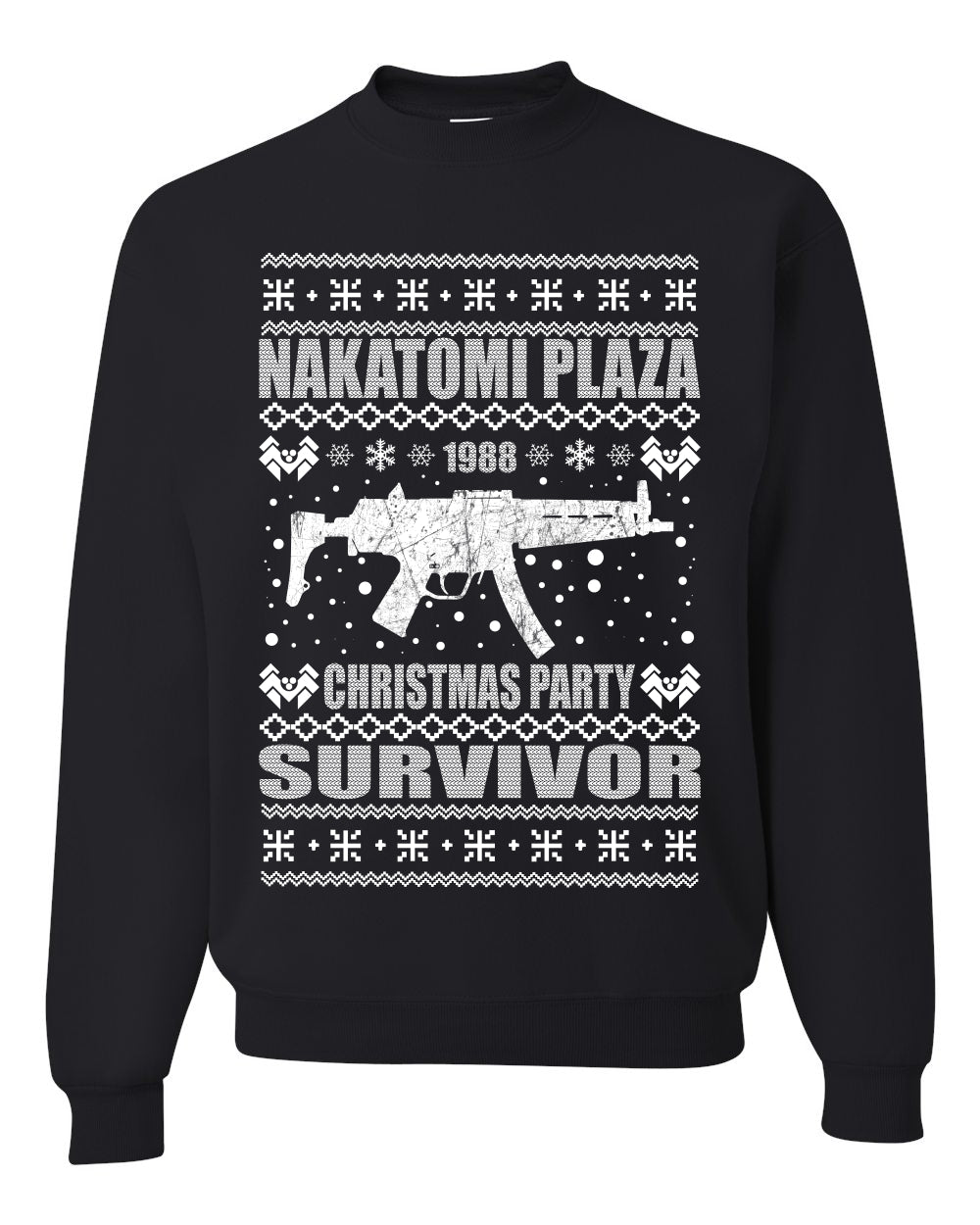 Ugly Xmas Crewneck Sweater Graphic Sweatshirt Unisex Nakatomi Plaza Christmas Party Survivor 1988 Ugly Christmas Sweater Unisex Crewneck Sweatshirt
