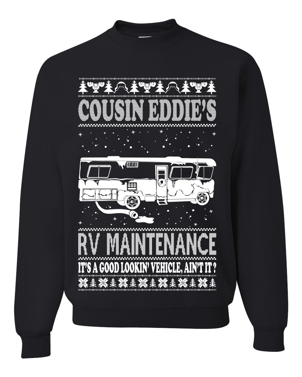 Men's Ugly Holiday Xmas Sweater Long Sleeve Shirt Cousin Eddie's RV Maintenance Family Vacation Ugly Christmas Sweater Unisex Crewneck Sweatshirt
