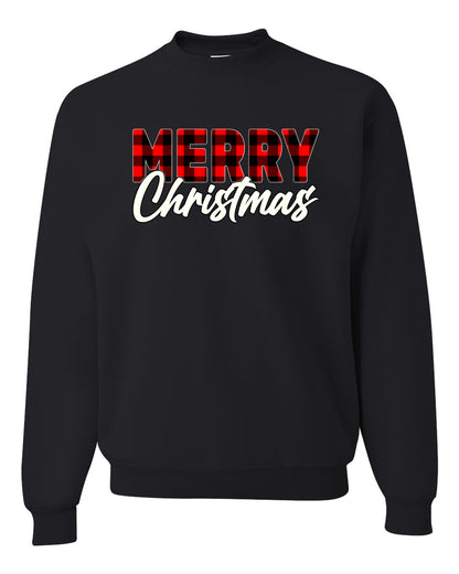 Men's Christmas Graphic TShirt, Plaid, Merry Christmas Buffalo  Ugly Christmas Sweater Unisex Crewneck Sweatshirt