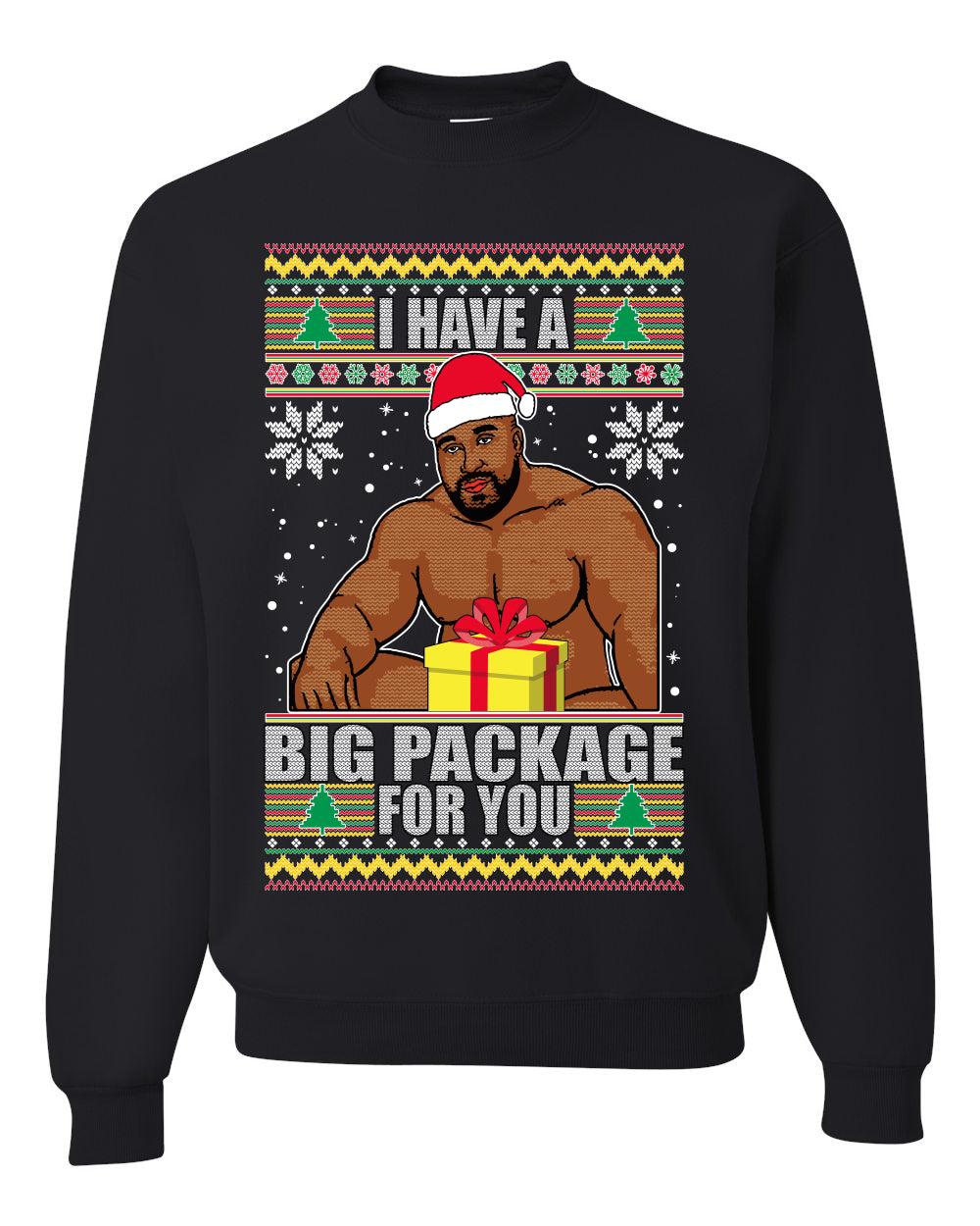 Graphic Meme Ugly Christmas Crewneck Sweater Sweatshirt "I Have A Big Package" Ugly Christmas Sweater Unisex Crewneck Sweatshirt