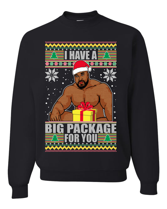 Graphic Meme Ugly Christmas Crewneck Sweater Sweatshirt "I Have A Big Package" Ugly Christmas Sweater Unisex Crewneck Sweatshirt