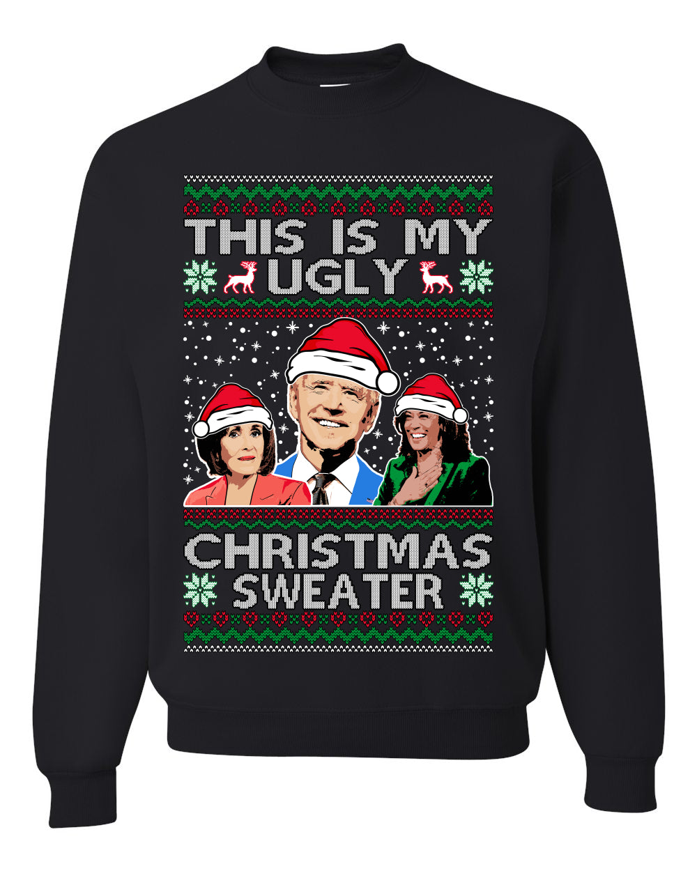 Men's Graphic Ugly Xmas Sweater, This is My Ugly Christmas Sweater, Anti Democrat Biden Kamala Pelosi, Wild Bobby  Ugly Christmas Sweater Unisex Crewneck Sweatshirt