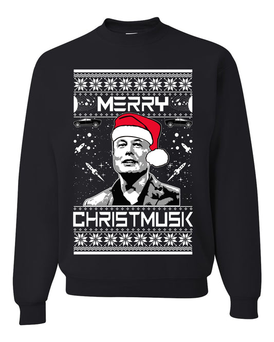 Elon Musk Meme Merry Christmusk Crewneck Unisex Ugly Xmas Sweatshirt Sweater Ugly Christmas Sweater Unisex Crewneck Sweatshirt