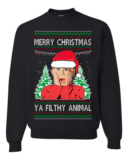 Ugly Unisex Crewneck Sweater Merry Christmas Home Alone Kid Ugly Christmas Sweater Unisex Crewneck Sweatshirt