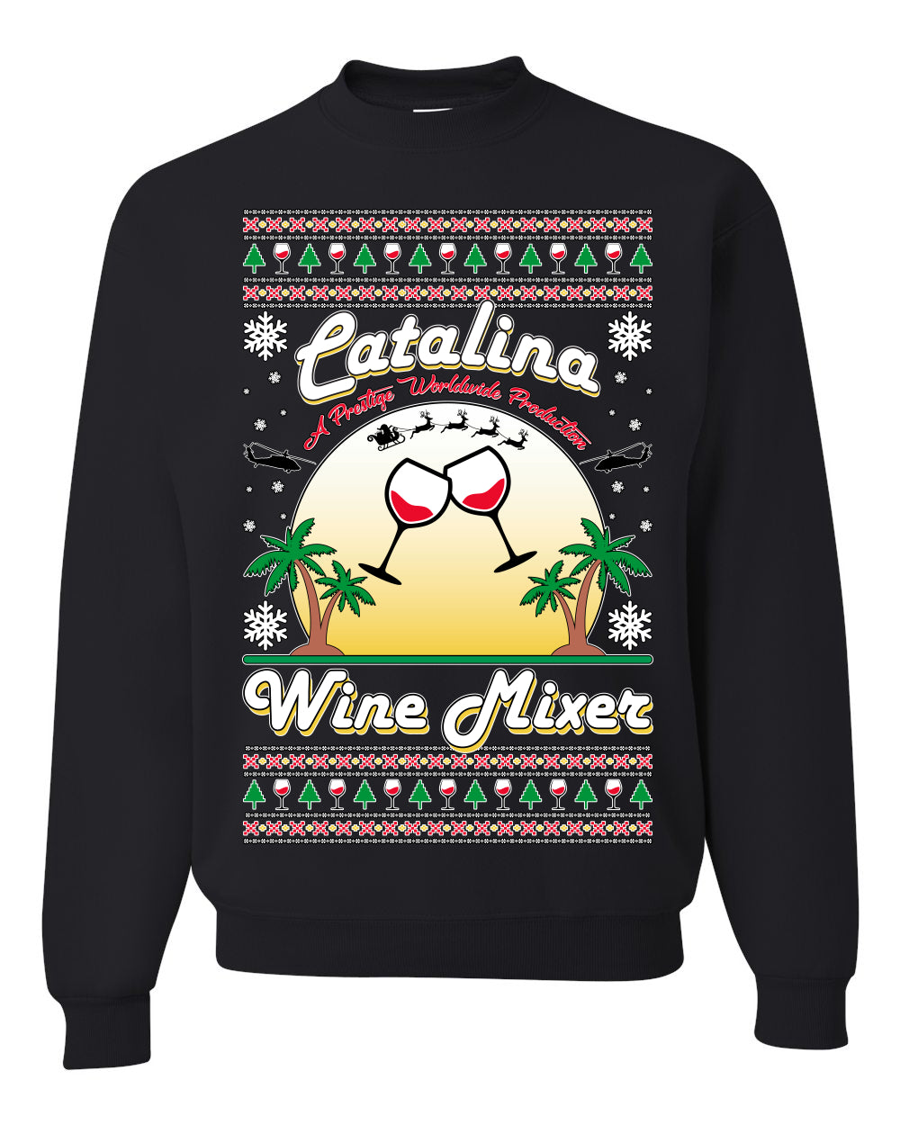 Unisex Crewneck Sweatshirt Ugly Xmas Sweater, Catalina Wine Mixer Boats and Hoes Step Brothers, Shark & Hammer  Ugly Christmas Sweater Unisex Crewneck Sweatshirt