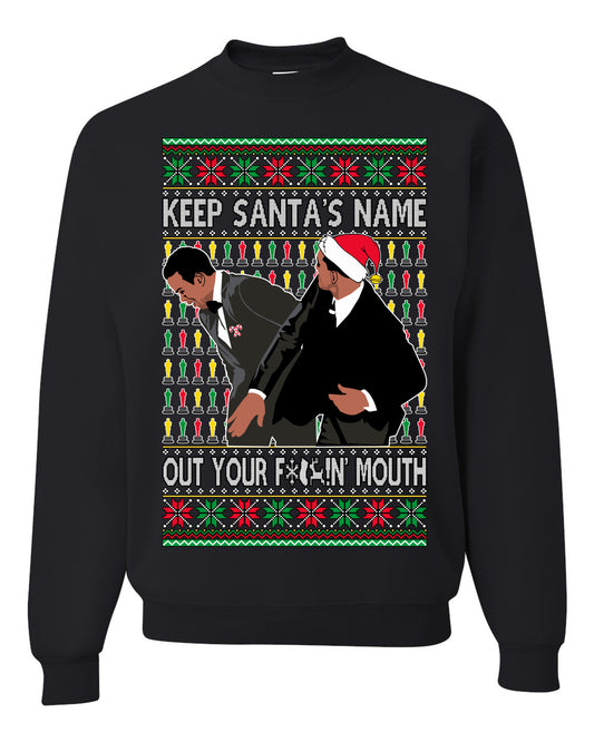 Ugly Xmas Crewneck Sweater Graphic Sweatshirt Unisex Will Slaps Chris Award Show Wife Joke Meme Clean Parody  Ugly Christmas Sweater Unisex Crewneck Sweatshirt