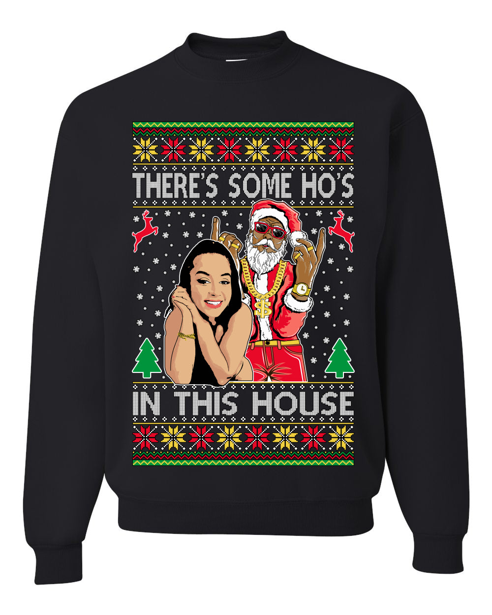 Santa the Plug Hos In This House , Merry Christmas Tee, Ugly Christmas,  Sweater Unisex Crewneck Sweatshirt