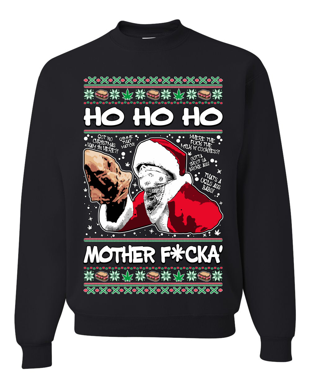 Friday Hood Santa , Merry Christmas Tee, Ugly Christmas,  Sweater Unisex Crewneck Sweatshirt