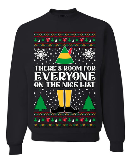 Room For Everyone On The Nice List Christmas Movie Quote, Christmas Gifts, Funny Xmas Gift Idea, Ugly Christmas Sweater Unisex Crewneck Sweatshirt