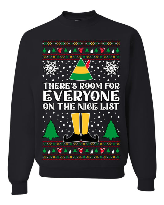 Room For Everyone On The Nice List Christmas Movie Quote, Christmas Gifts, Funny Xmas Gift Idea, Ugly Christmas Sweater Unisex Crewneck Sweatshirt