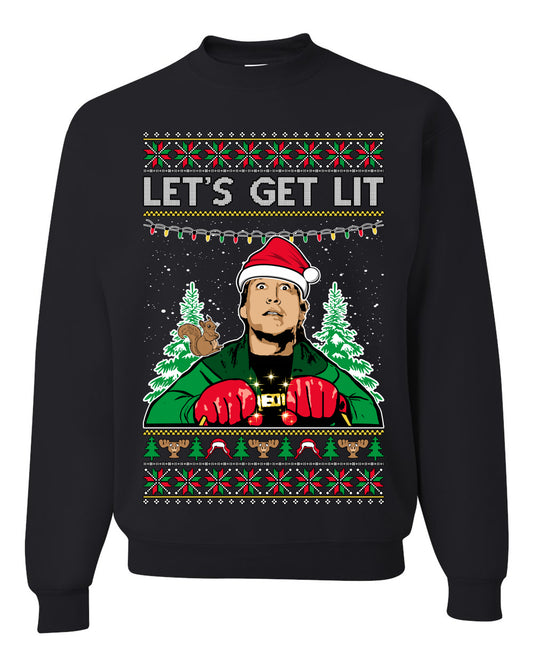 Let's Get Lit Clark Vacation Movie Parody Ugly Christmas Sweater, Christmas Gifts, Funny Xmas Gift Idea, Unisex Crewneck Sweatshirt