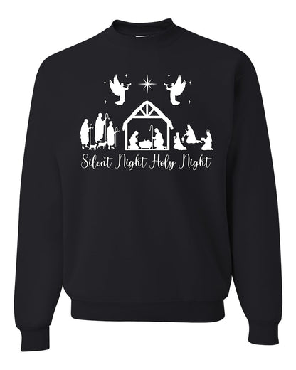 Silent Night Holy Night Religious Jesus Ugly Christmas Sweater, Christmas Gifts, Funny Xmas Gift Idea, Unisex Crewneck Sweatshirt