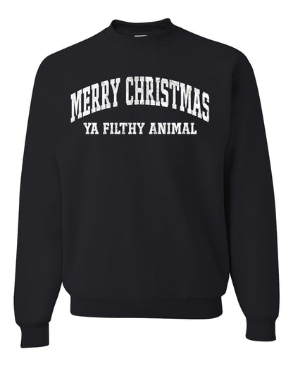 Vintage Movie Quote Merry Christmas Filthy Animal, Christmas Gifts, Funny Xmas Gift Idea, Ugly Christmas Sweater Unisex Crewneck Sweatshirt