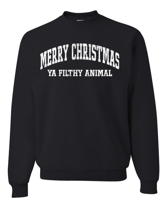 Vintage Movie Quote Merry Christmas Filthy Animal, Christmas Gifts, Funny Xmas Gift Idea, Ugly Christmas Sweater Unisex Crewneck Sweatshirt