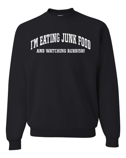 Vintage Movie Quote Eating Junk Food And Watching Rubbish, Christmas Gifts, Funny Xmas Gift Idea, Ugly Christmas Sweater Unisex Crewneck Sweatshirt