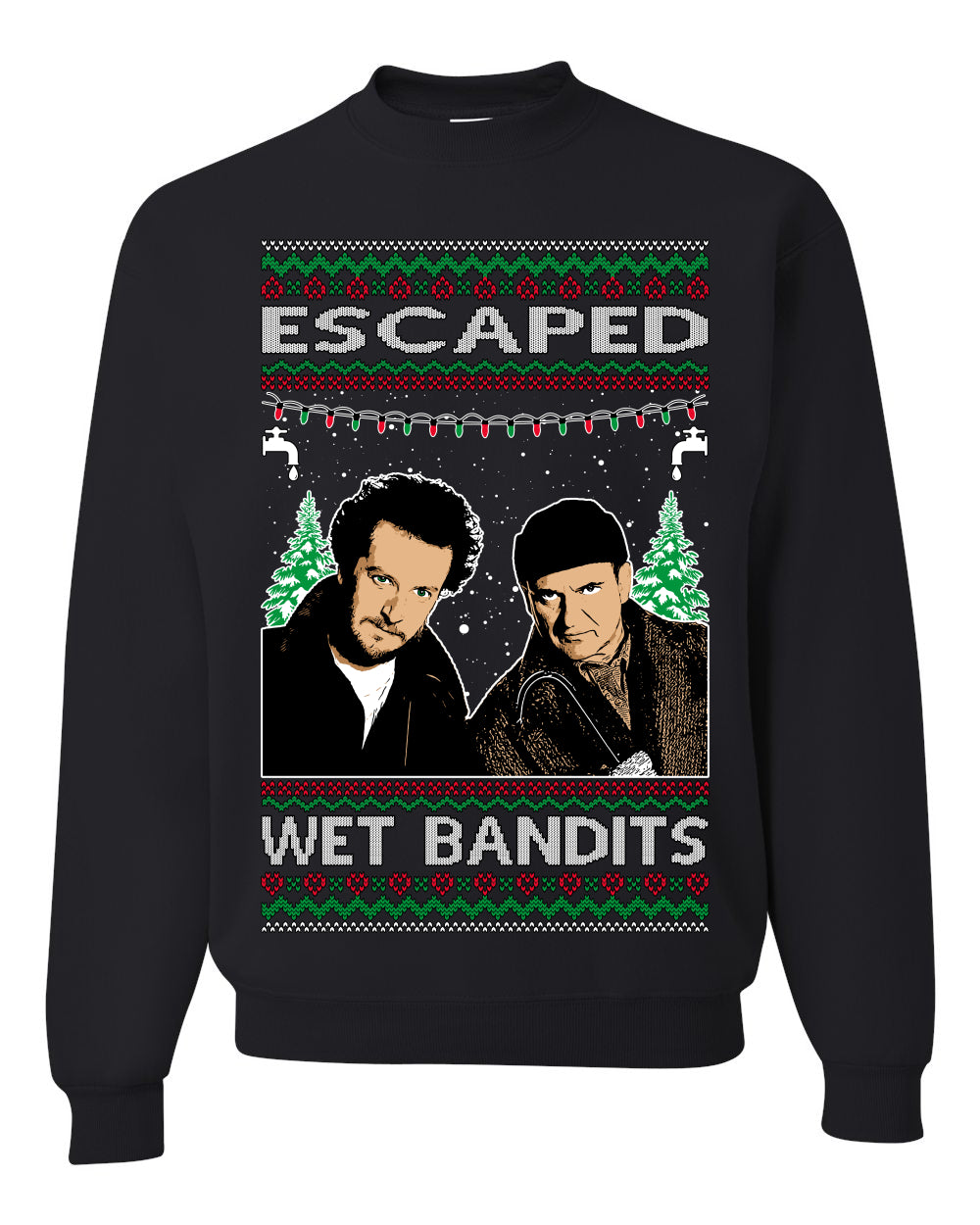 Escaped Bandits Classic Home Holiday Movie, Christmas Gifts, Funny Xmas Gift Idea, Ugly Christmas Sweater Unisex Crewneck Sweatshirt