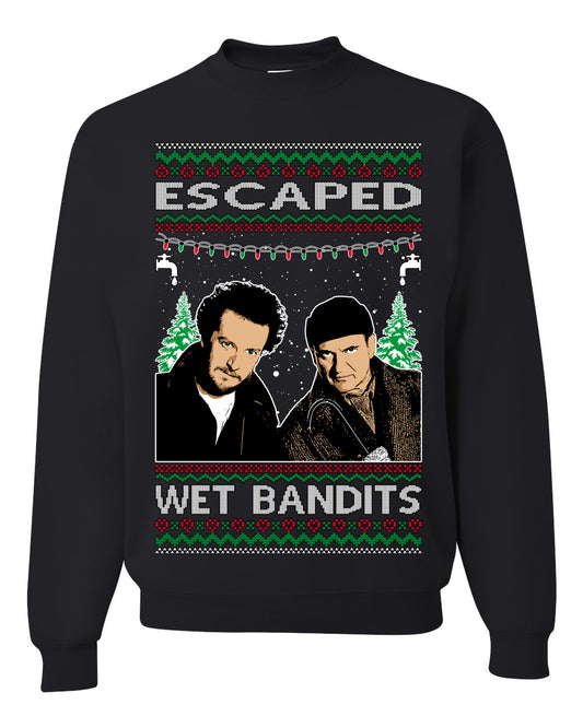 Escaped Bandits Classic Home Holiday Movie, Christmas Gifts, Funny Xmas Gift Idea, Ugly Christmas Sweater Unisex Crewneck Sweatshirt