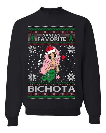 Christmas Karol Santa's Favorite Bichota, Christmas Gifts, Funny Xmas Gift Idea, Ugly Christmas Sweater Unisex Crewneck Sweatshirt