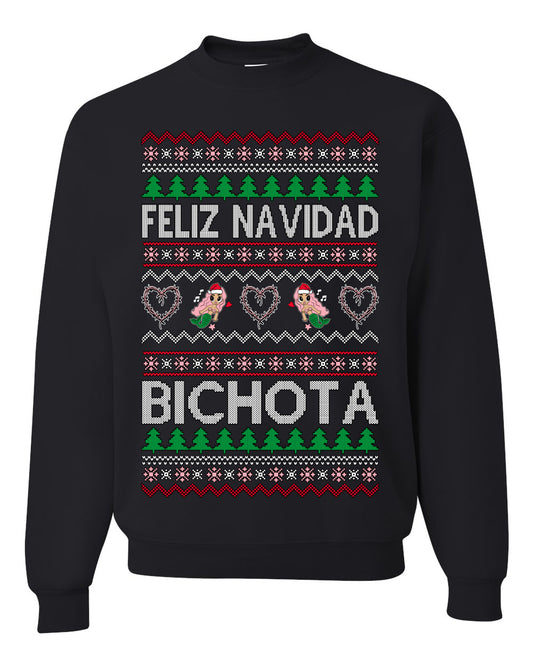 Feliz Navidad Bichota, Christmas Gifts, Funny Xmas Gift Idea, Ugly Christmas Sweater Unisex Crewneck Sweatshirt