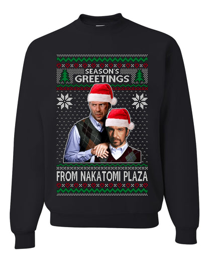 Nakatomi Plaza  Season's Greeting, Christmas Gifts, Funny Xmas Gift Idea, Ugly Christmas Sweater Unisex Crewneck Sweatshirt