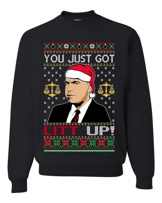 Just Got Litt Up Louis, TV Series, Christmas Gifts, Funny Xmas Gift Idea, Ugly Christmas Sweater Unisex Crewneck Sweatshirt