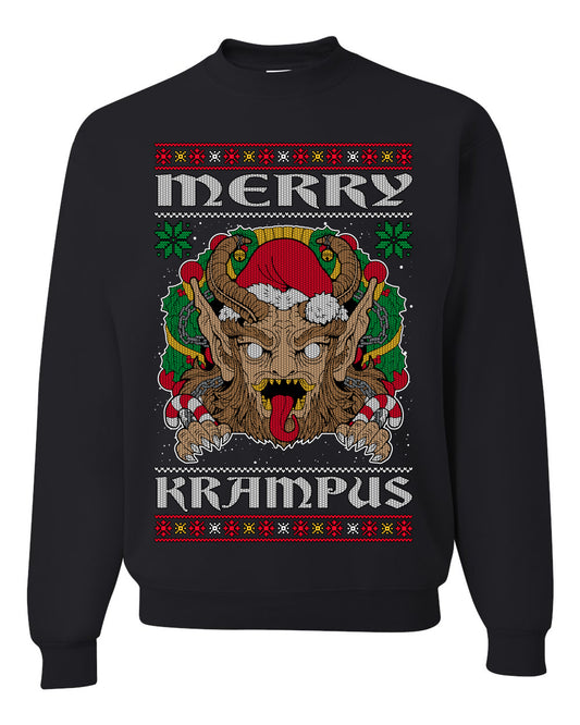 Merry Krampus Scary Xmas Movie, Christmas Gifts, Funny Xmas Gift Idea, Ugly Christmas Sweater Unisex Crewneck Sweatshirt