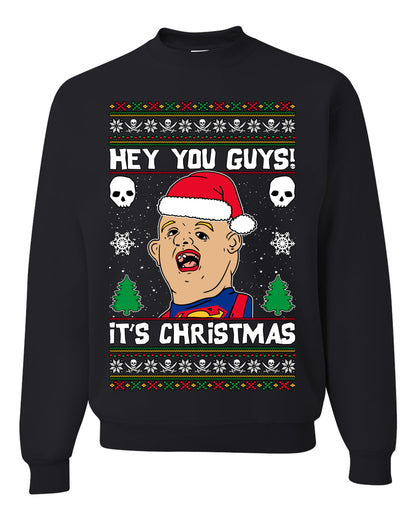 Hey You Guys! It's Sloth Never Say Die, Christmas Gifts, Funny Xmas Gift Idea, Ugly Christmas Sweater Unisex Crewneck Sweatshirt
