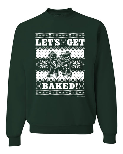 Unisex Crewneck Graphic Ugly Xmas Sweater Sweatshirt, Holiday Ginger Bread Design, Let's Get Baked  Ugly Christmas Sweater Unisex Crewneck Sweatshirt