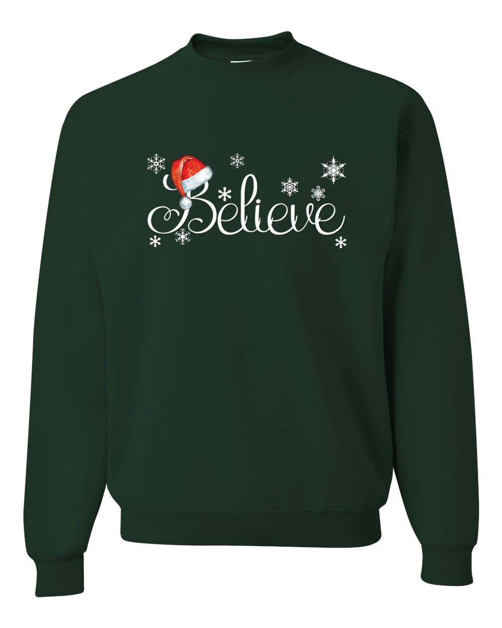 Men's Christmas Long Sleeve Shirt Snowflake Santa Hat Believe  Ugly Christmas Sweater Unisex Crewneck Sweatshirt