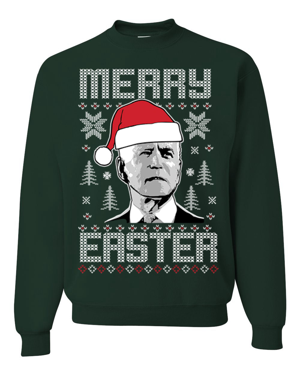 Funny Unisex Graphic Ugly Xmas Holiday Sweater Crewneck Sweatshirt Merry Easter Biden Santa Hat Ugly Christmas Sweater Unisex Crewneck Sweatshirt