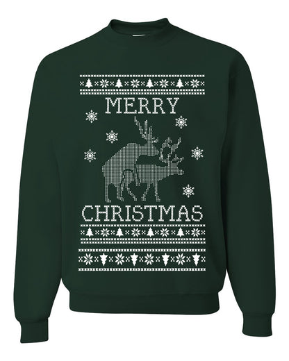 Funny Unisex Crewneck Ugly Xmas Holiday Sweater Sweatshirt Merry Christmas Reindeer Humping  Ugly Christmas Sweater Unisex Crewneck Sweatshirt