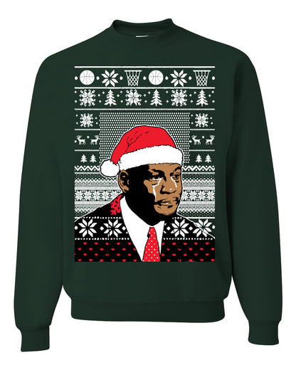 Christmas Crying Jordan, Christmas Gifts, Funny Xmas Gift Idea, Ugly Christmas Sweater Unisex Crewneck Sweatshirt