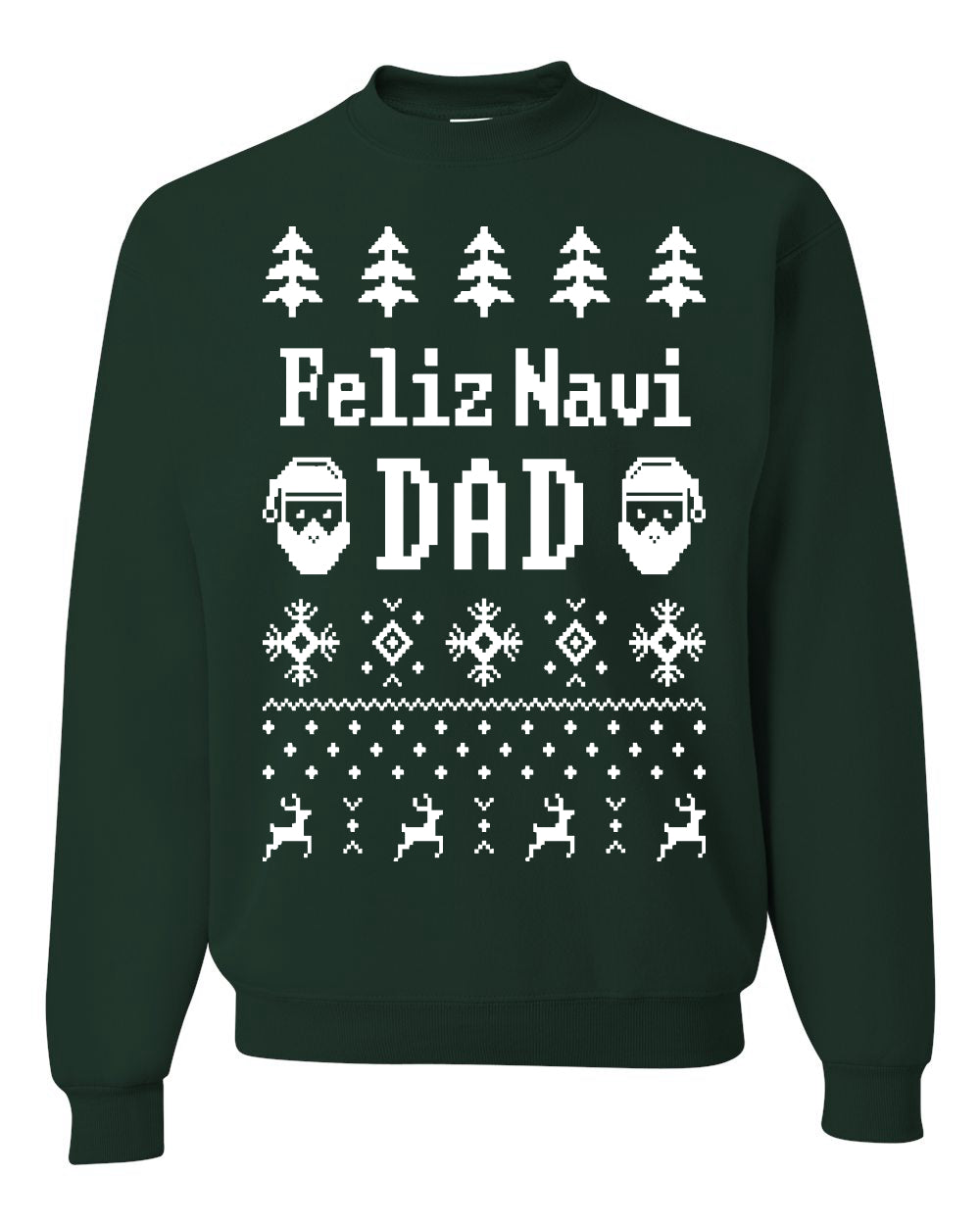 Ugly Xmas Crewneck Sweater Sweatshirt Unisex "Feliz Navidad" Ugly Christmas Sweater Unisex Crewneck Sweatshirt