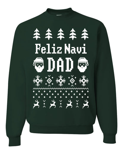 Ugly Xmas Crewneck Sweater Sweatshirt Unisex "Feliz Navidad" Ugly Christmas Sweater Unisex Crewneck Sweatshirt