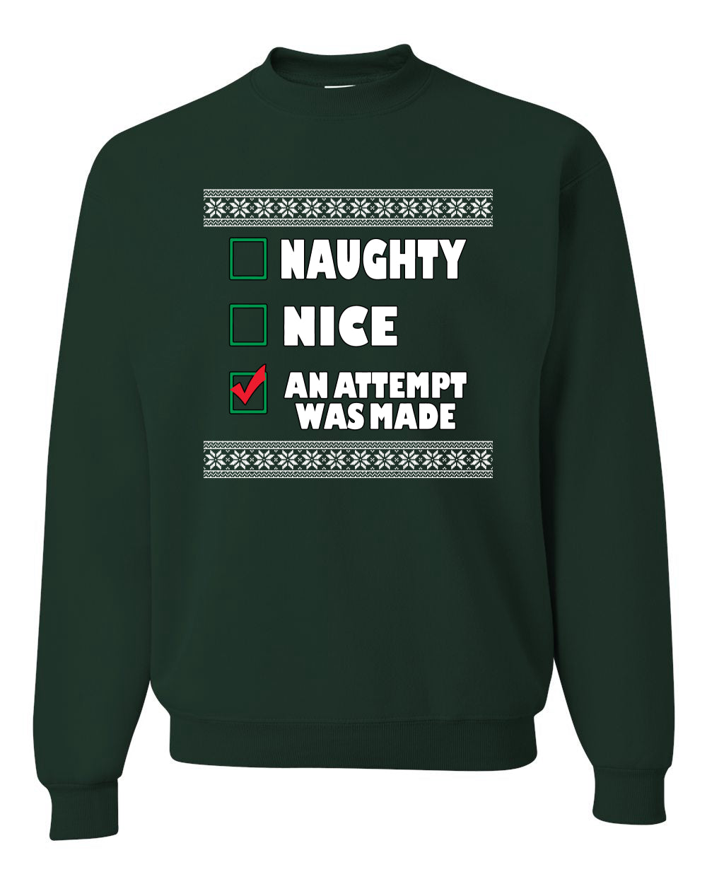 Attempted to be Naughty and Nice Men's Ugly Sweater for Christmas Long Sleeve Shirt Ugly Christmas Sweater Unisex Crewneck Sweatshirt