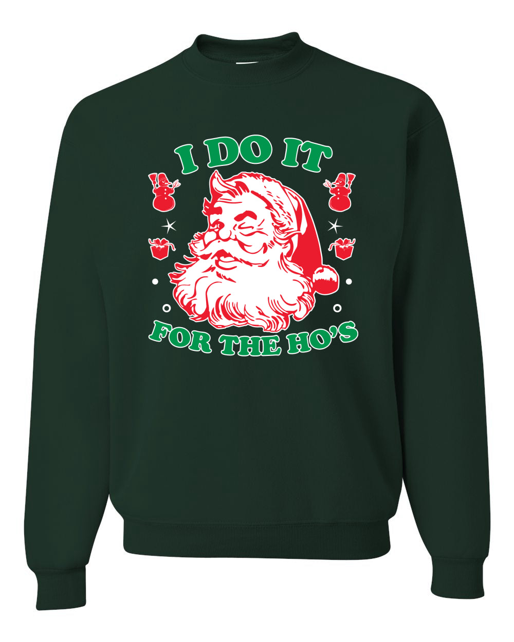 Men's Ugly Sweater for Christmas Long Sleeve Shirt "I Do it for the Hos" Ugly Christmas Sweater Unisex Crewneck Sweatshirt
