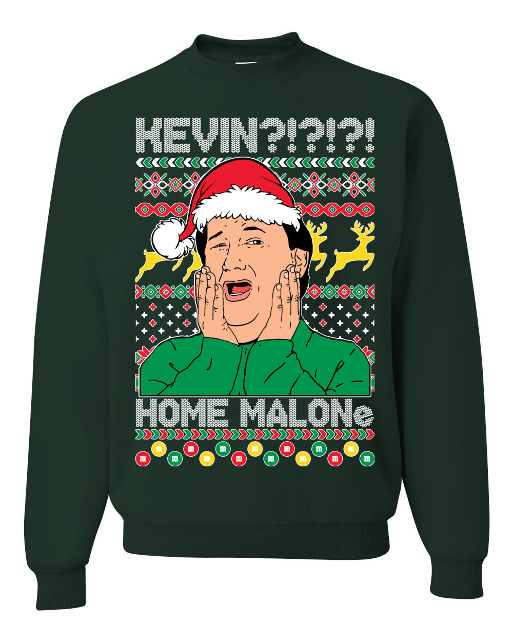 Unisex Christmas Graphic Sweatshirt Crewneck, Kevin Home Malone The Office TV Ugly Christmas Sweater Unisex Crewneck Sweatshirt
