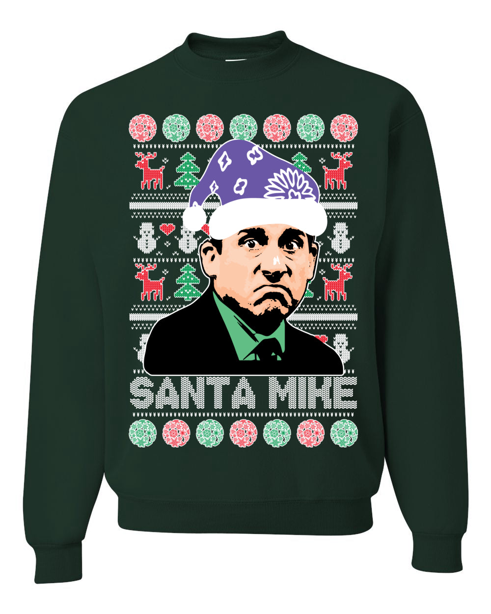 The Office Santa Mike Michael Scott Graphic Unisex Ugly Xmas Crewneck Sweater Ugly Christmas Sweater Unisex Crewneck Sweatshirt