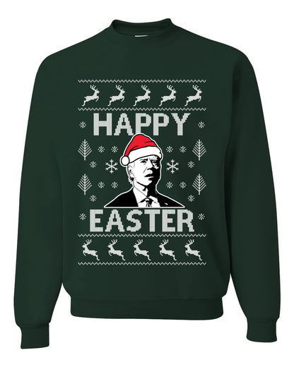 Unisex Graphic Ugly Xmas Sweater Sweatshirt, Biden Happy Easter Ugly Christmas Sweater Unisex Crewneck Sweatshirt
