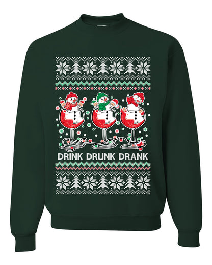 Holiday Spirits Drink Drank Drunk Snowmen, Christmas Gifts, Funny Xmas Gift Idea, Ugly Christmas Sweater Unisex Crewneck Sweatshirt