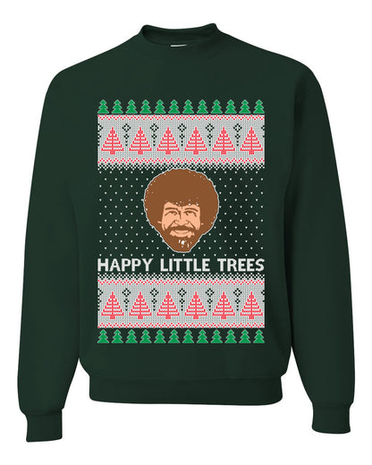 Bob Happy Little Trees Ross Painter, Christmas Gifts, Funny Xmas Gift Idea, Ugly Christmas Sweater Unisex Crewneck Sweatshirt