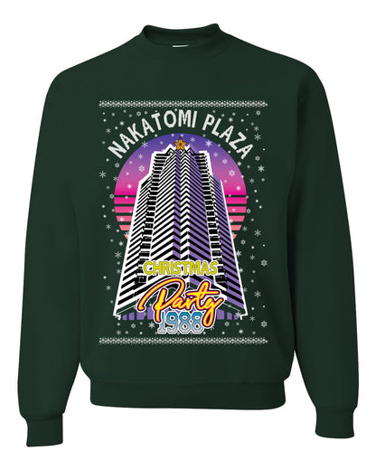 Retro Nakatomi Plaza 1988 Holiday Party, Xmas Movie, Christmas Gifts, Funny Xmas Gift Idea, Ugly Christmas Sweater Unisex Crewneck Sweatshirt